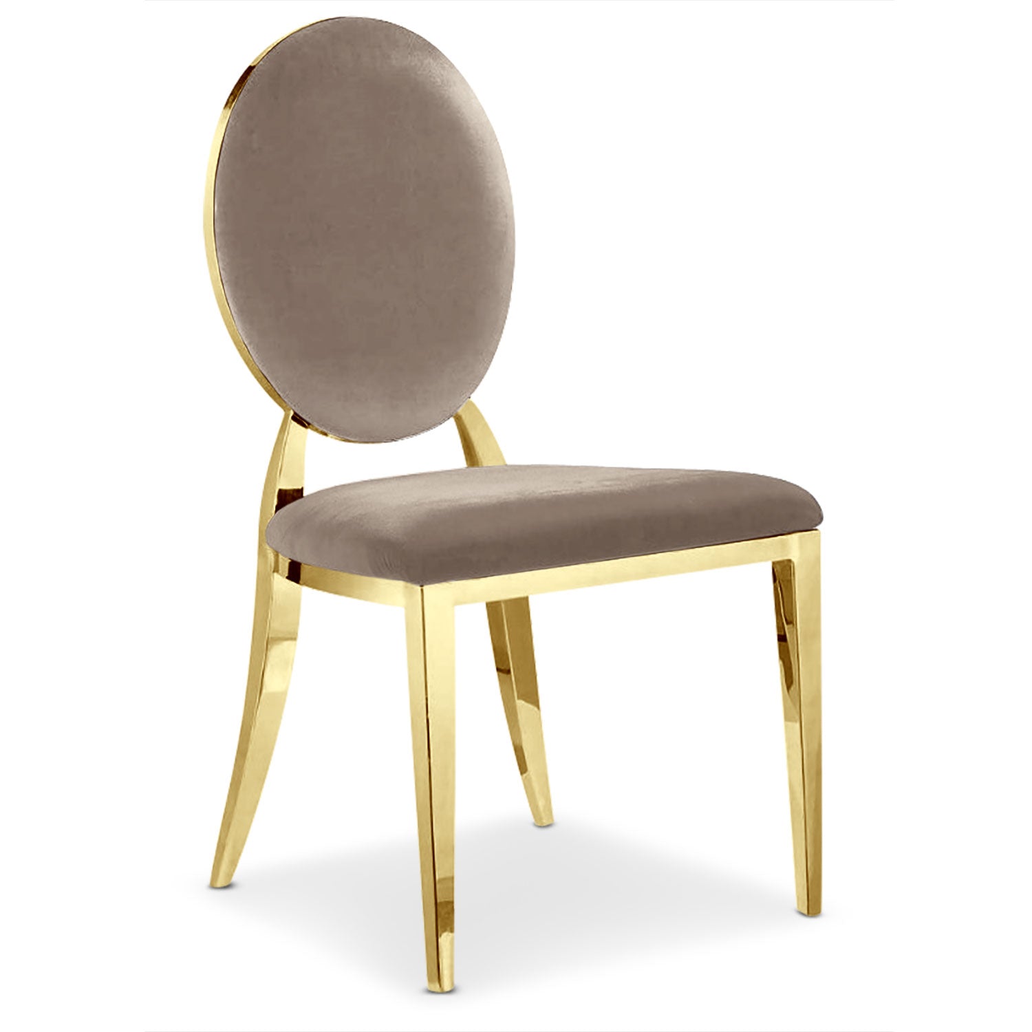Lot de 8 chaises médaillon Sofia Pieds Or Velours Taupe