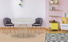 Table ronde extensible Atlon avec pieds or blanc