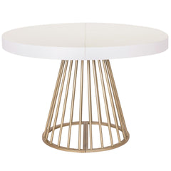 Table ronde extensible Atlon avec pieds or blanc