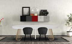 Table ronde extensible Atlon avec pieds or blanc