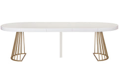 Table ronde extensible Atlon avec pieds or blanc