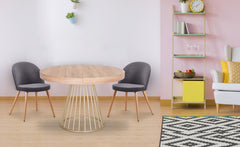 Table extensible ronde Atlon chêne clair pieds or