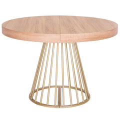 Table extensible ronde Atlon chêne clair pieds or