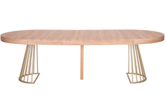 Table extensible ronde Atlon chêne clair pieds or