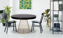 Table extensible Atlon ronde noire pieds or