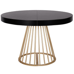 Table extensible Atlon ronde noire pieds or