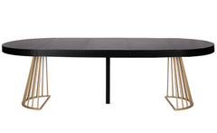 Table extensible Atlon ronde noire pieds or