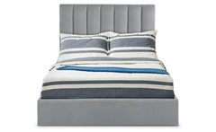 Lit coffre velours argent avec sommier relevable 140 cm