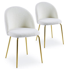 Lot de chaises Argule en tissu bouclette crème