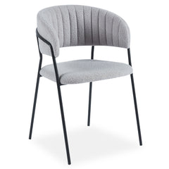 Lot de 4 chaises métal Azia en tissu bouclette gris noir
