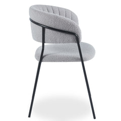 Lot de 4 chaises métal Azia en tissu bouclette gris noir