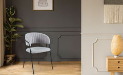 Lot de 4 chaises métal Azia en tissu bouclette gris noir