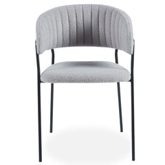 Lot de 4 chaises métal Azia en tissu bouclette gris noir