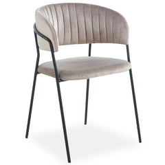 Lot de 8 chaises en métal doré et velours taupe Azia