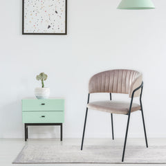 Lot de 8 chaises en métal doré et velours taupe Azia