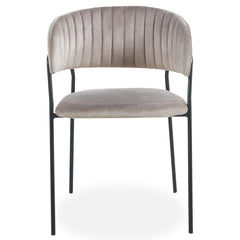 Lot de 8 chaises en métal doré et velours taupe Azia