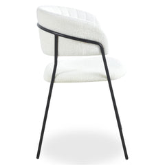 Lot de 8 chaises Azia métal noir tissu bouclette crème