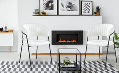 Lot de 4 chaises Azia en métal noir et tissu bouclette crème