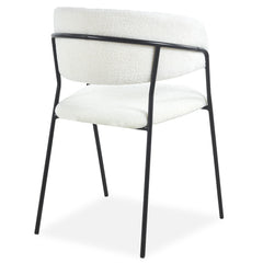 Lot de 8 chaises Azia métal noir tissu bouclette crème