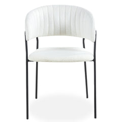 Lot de 8 chaises Azia métal noir tissu bouclette crème