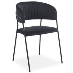 Lot de 8 chaises en métal noir Azia avec velours noir