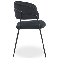 Lot de 8 chaises en métal noir Azia avec velours noir