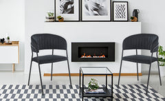 Lot de 8 chaises en métal noir Azia avec velours noir