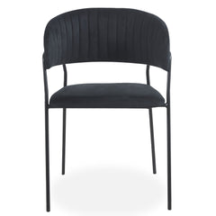 Lot de 8 chaises en métal noir Azia avec velours noir