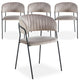 Lot de 4 chaises en velours taupe Azia avec structure en métal noir