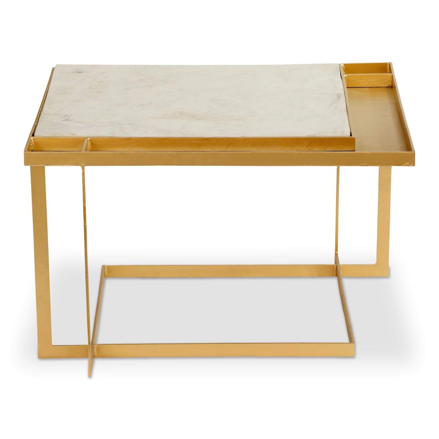 Table basse carrée Tocade Marbre et Métal Or