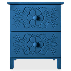 Table de chevet sculptée style marocain Chevignon L36cm Bois Bleu