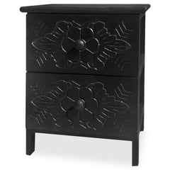 Table de chevet sculptée style marocain Chevignon L36cm Bois Noir