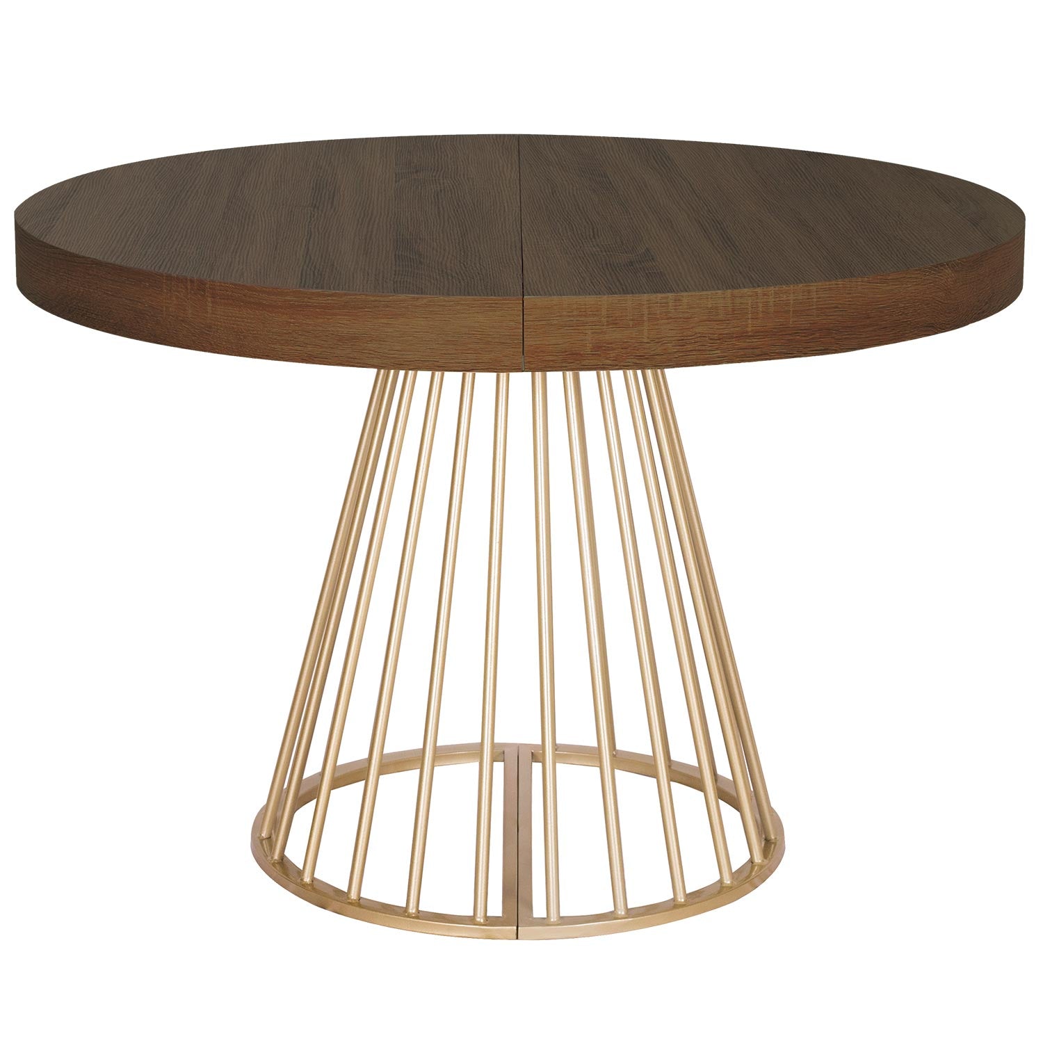 Table ronde extensible Soare Bois Noisette pieds Or