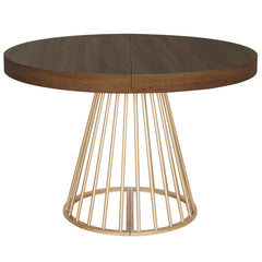 Table ronde extensible Soare Bois Noisette pieds Or