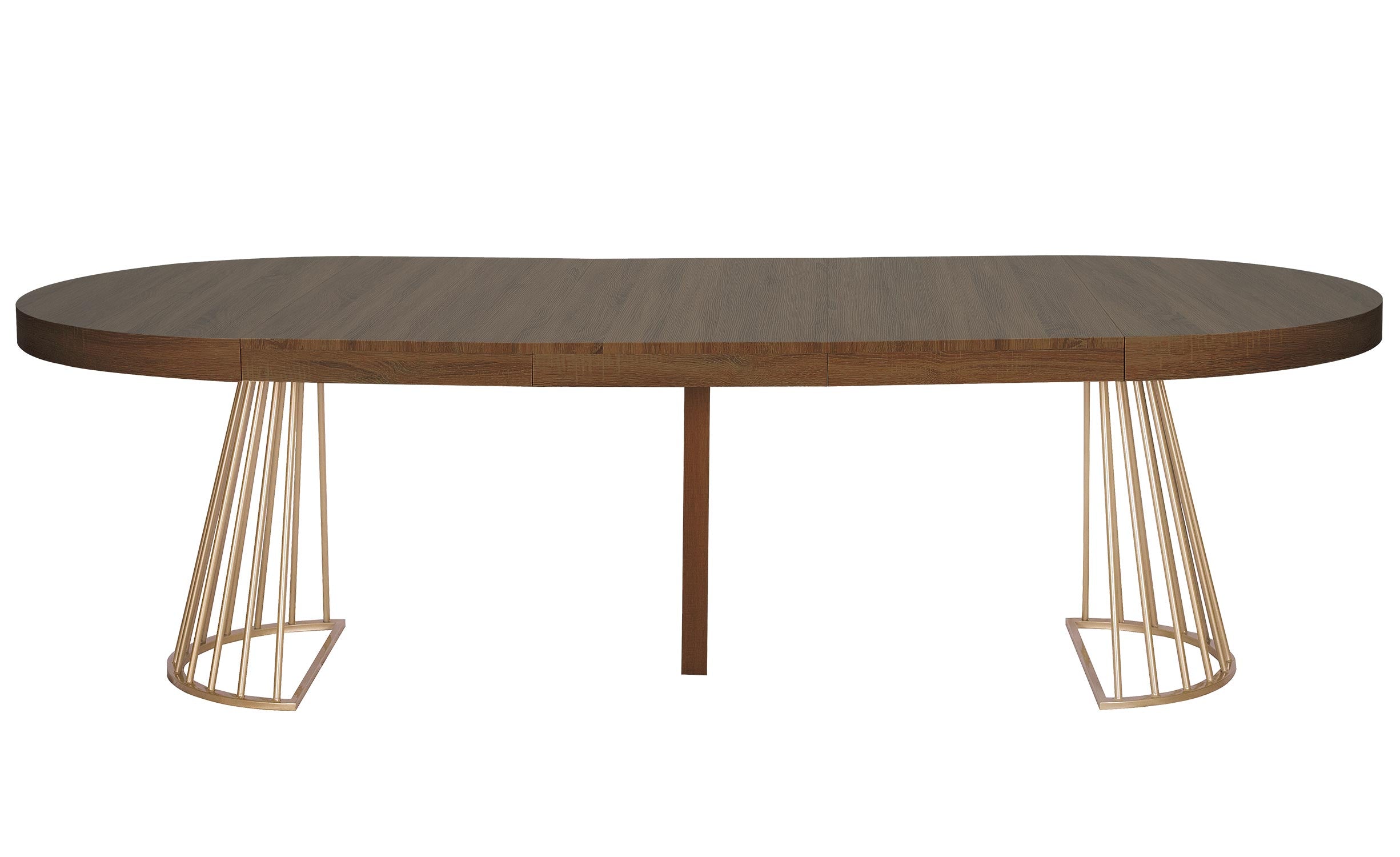 Table ronde extensible Soare Bois Noisette pieds Or