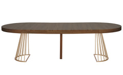 Table ronde extensible Soare Bois Noisette pieds Or
