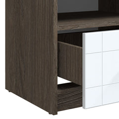 Table de chevet 1 tiroir Tenessil Chêne foncé et Blanc