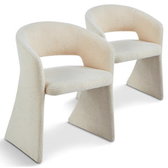 Lot de 2 chaises Ciges en tissu bouclette crème