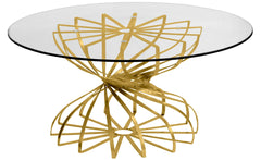 Table Basse ronde Tornado Or et Verre transparent