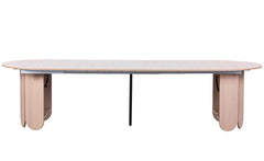 Table ronde extensible japandi 310cm Cavelna avec rallonges intégrées bois clair