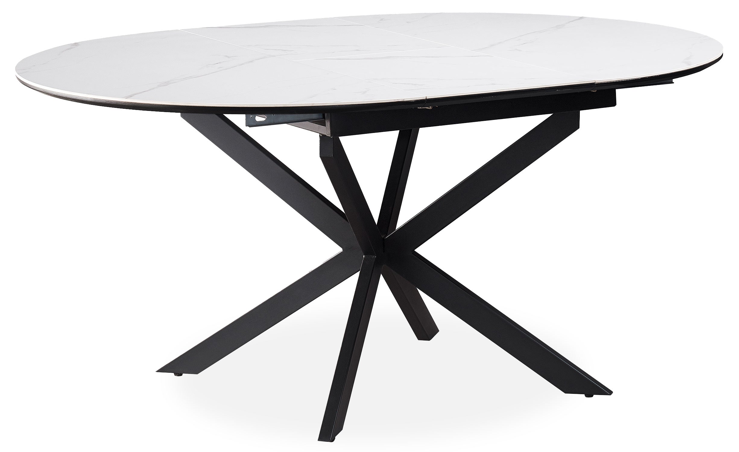 Table extensible Tyrese 160cm pieds en étoile et plateau effet marbre Blanc