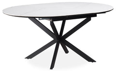 Table extensible Tyrese 160cm pieds en étoile et plateau effet marbre Blanc