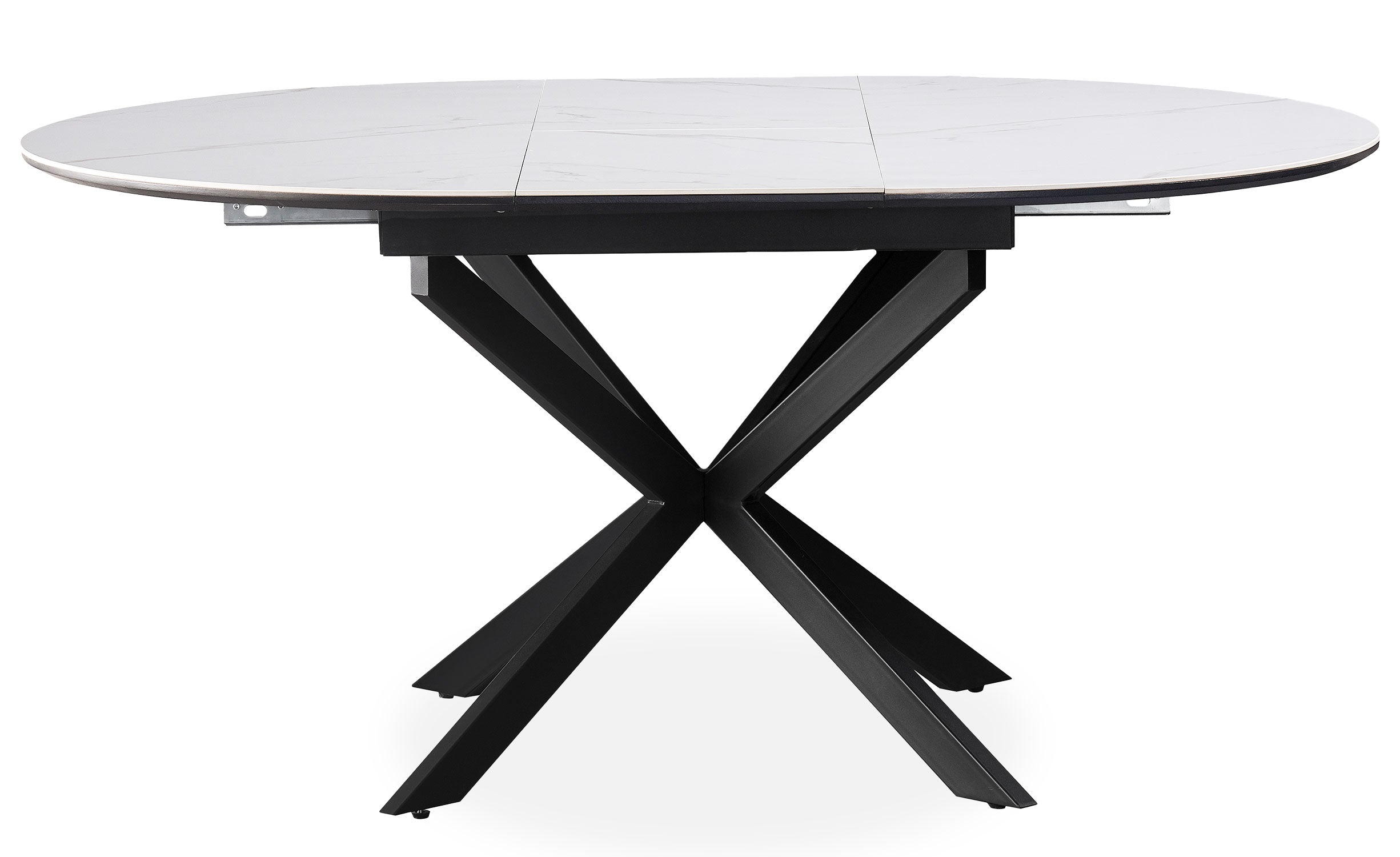 Table extensible Tyrese 160cm pieds en étoile et plateau effet marbre Blanc