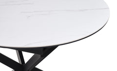 Table extensible Tyrese 160cm pieds en étoile et plateau effet marbre Blanc