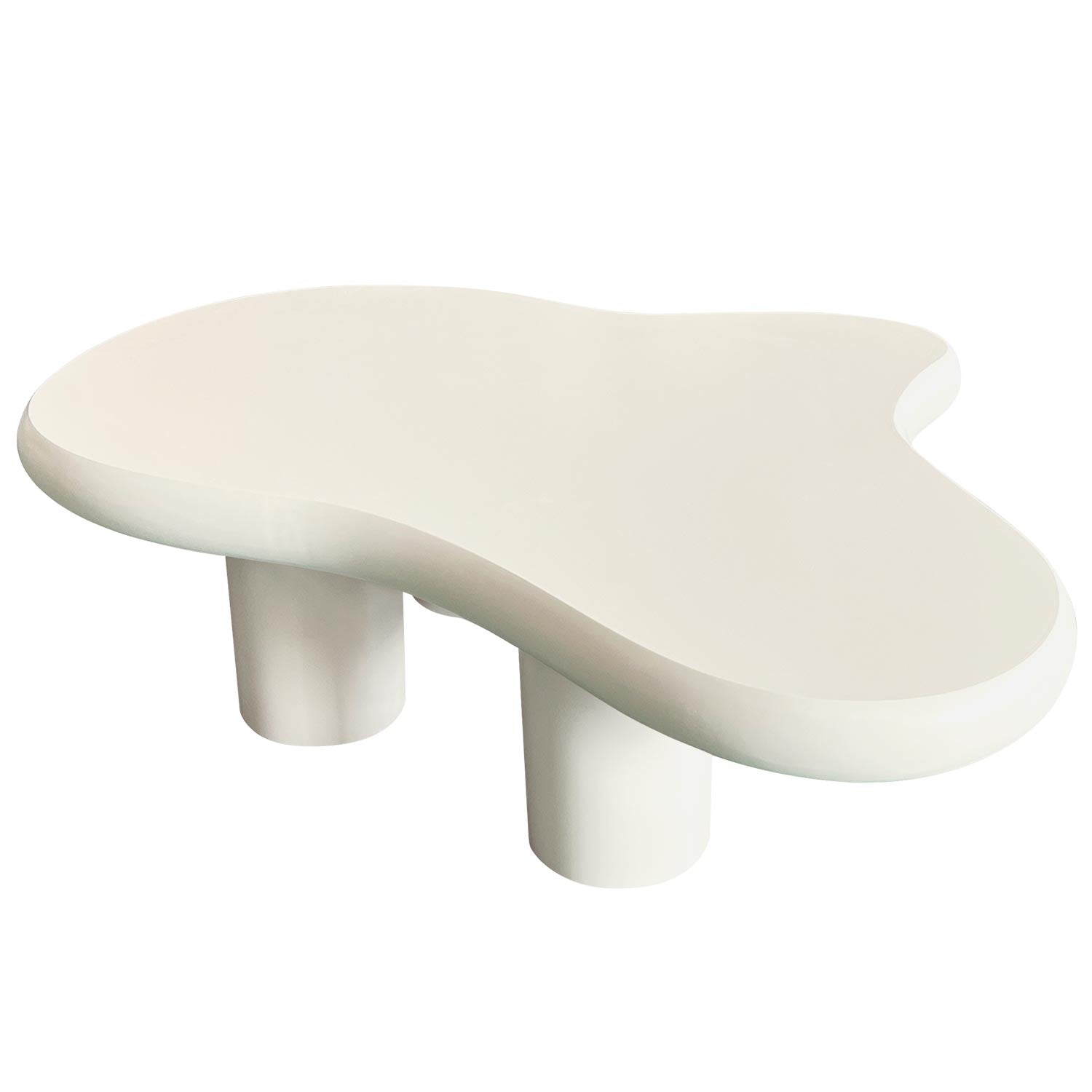 Table basse forme courbes naturelles Valdo 69x100cm Crème