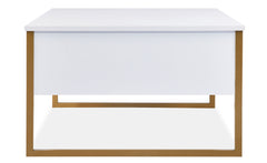 Table basse moderne Valmain 60x90cm Blanc et Métal Or