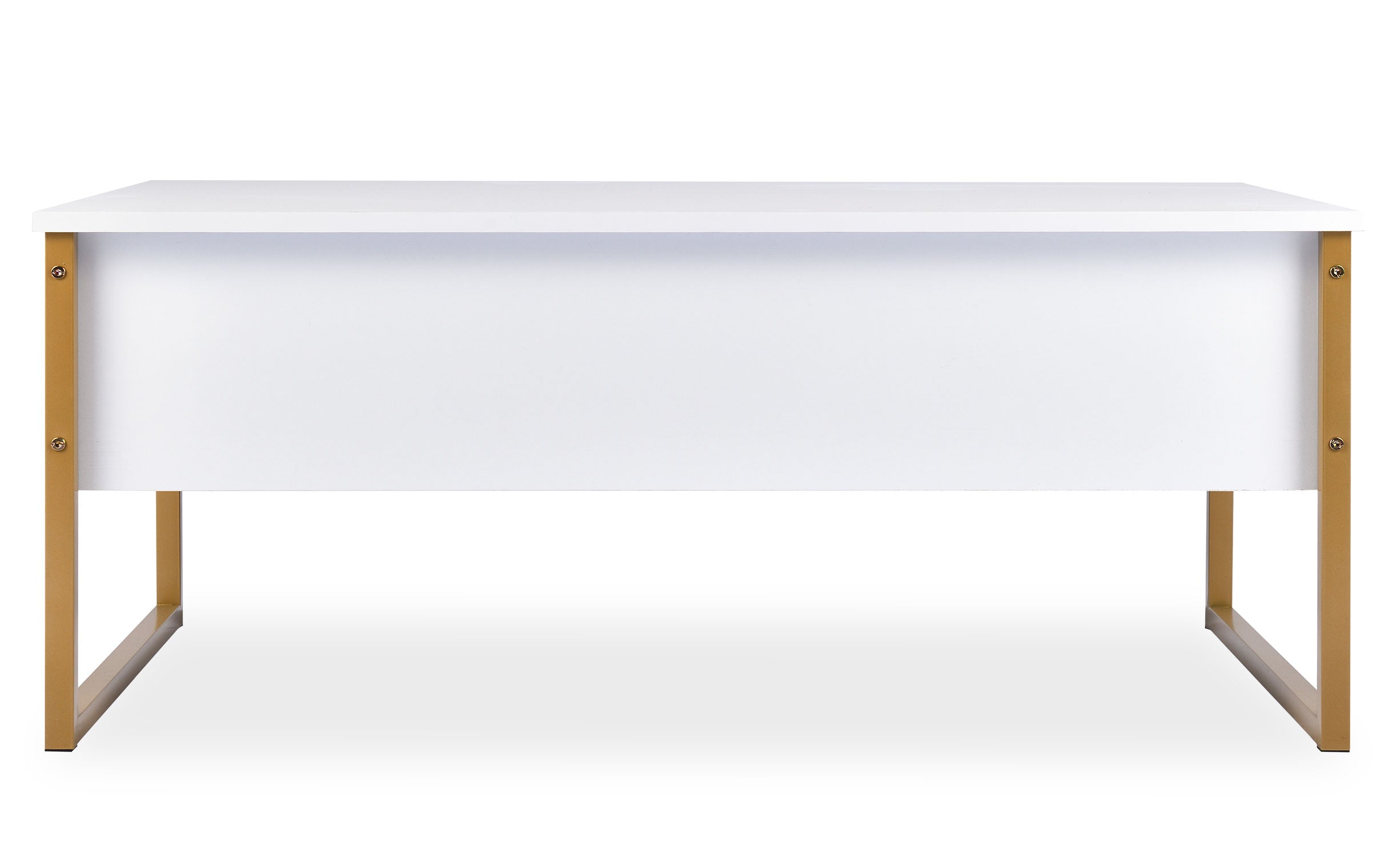 Table basse moderne Valmain 60x90cm Blanc et Métal Or