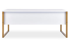 Table basse moderne Valmain 60x90cm Blanc et Métal Or