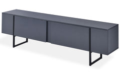 Meuble TV Biwa avec 2 portes en gris foncé et métal noir L180cm