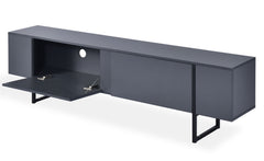 Meuble TV Biwa avec 2 portes en gris foncé et métal noir L180cm